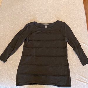 Medium Black 3/4 Sleeve INC Top with Mesh design